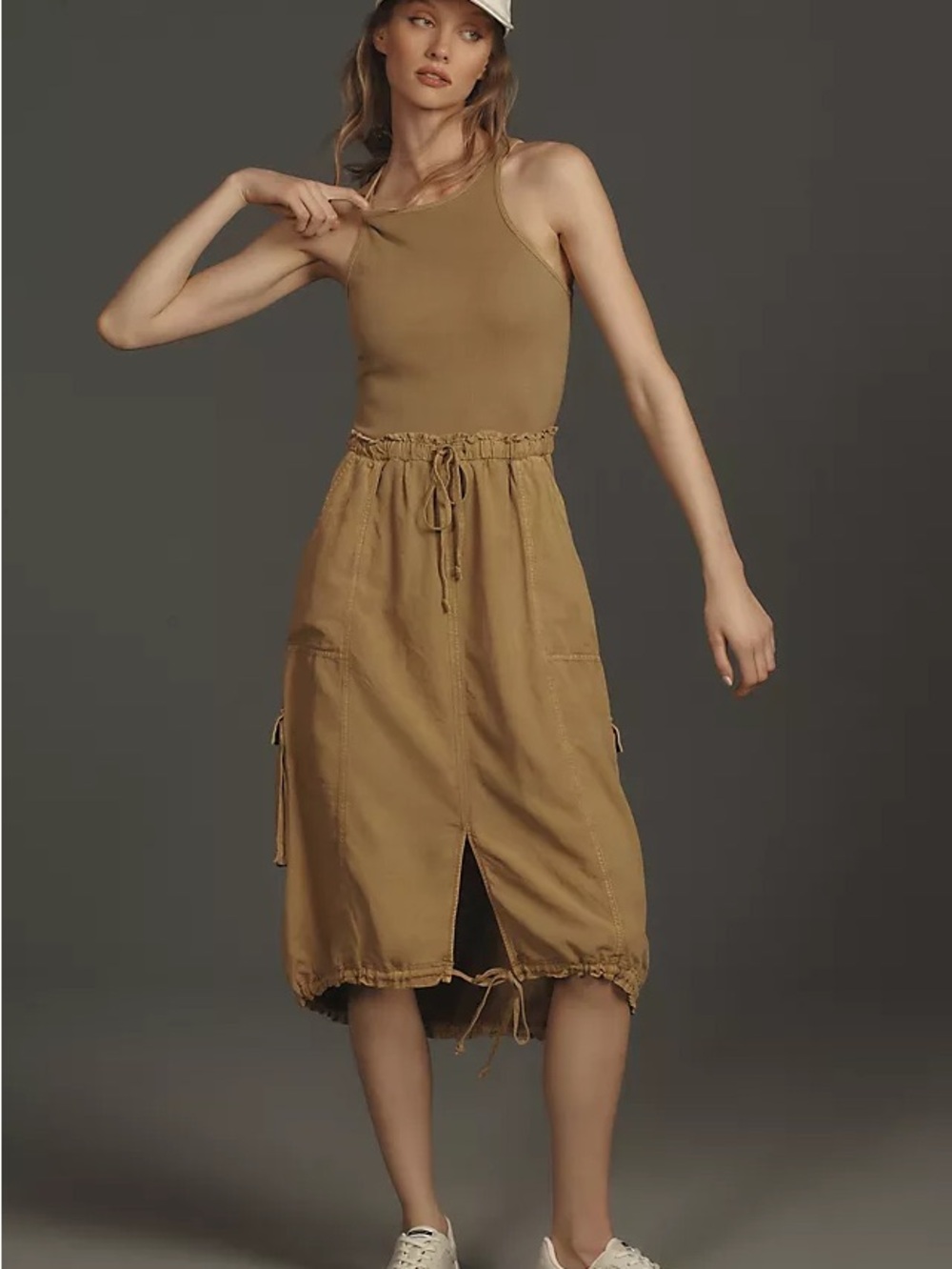 Daily Practice Anthropologie Cargo Utility Midi Dress XXS Khaki